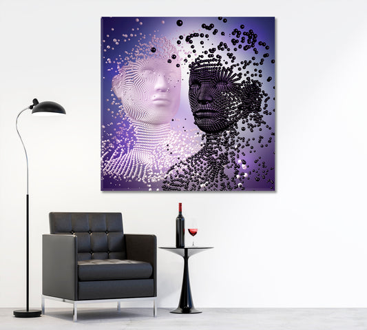 LOVE STORY Beautiful Sculpture Young Couple Yin Yang Poster Contemporary Art Artesty