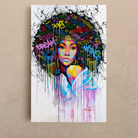 AFRICAN Beautiful Woman Pretty Woman Abstract Art Graffiti Style - Vertical Contemporary Art Artesty 1 Panel 16"x24"