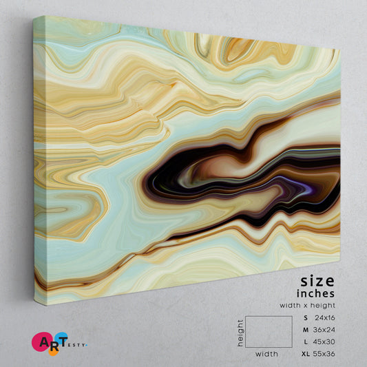 Abstract Marble Swirls Fluid Marbling Effect Subtle Veining Accents Fluid Art, Oriental Marbling Canvas Print Artesty 1 panel 24" x 16"
