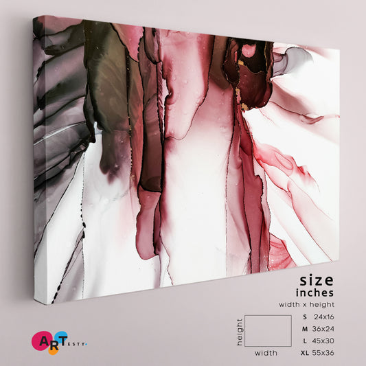 MAROON PEARL Colorful Splash Marble Alcohol Ink Pattern Fluid Art, Oriental Marbling Canvas Print Artesty 1 panel 24" x 16"