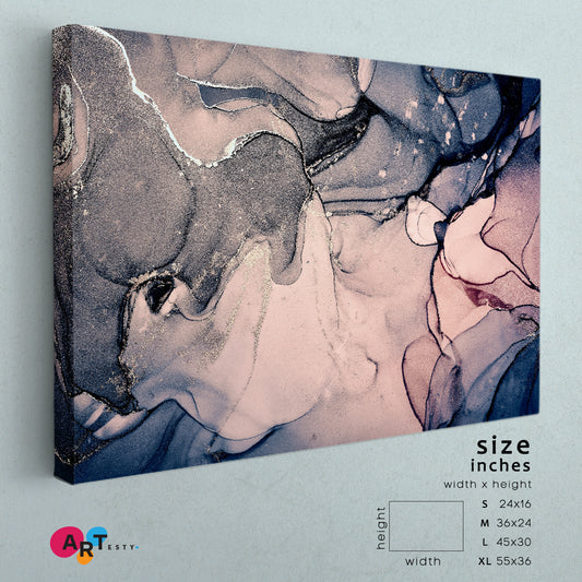 Alcohol Ink Colors Translucent Abstract Multicolored Marble Fluid Art, Oriental Marbling Canvas Print Artesty 1 panel 24" x 16"