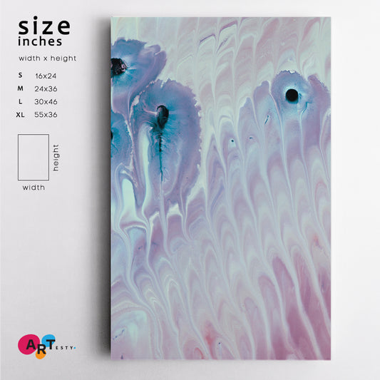 LILAC Blue Pink Stain Soft Pastel Splash Beautiful Marble Pattern Fluid Art, Oriental Marbling Canvas Print Artesty 1 Panel 16"x24"