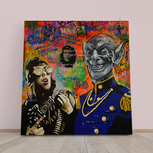 SUPERNATURAL | Fine Art Poster Grunge Banksy Graffiti Style Canvas Print - Square Contemporary Art Artesty