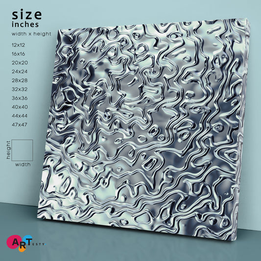 RIPPLED CHROME Abstract Light Blue Swirls Pattern Abstract Art Print Artesty 1 Panel 12"x12"