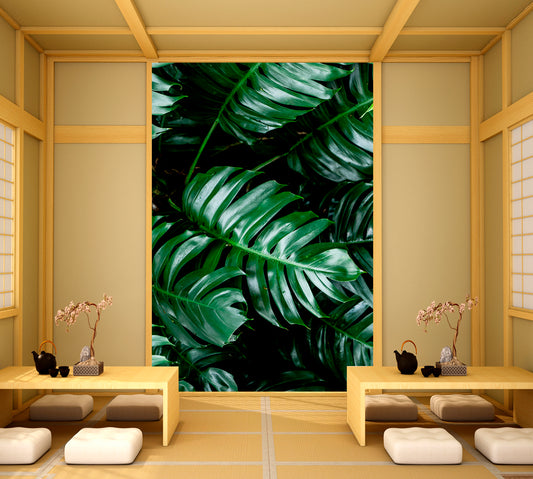 TROPICAL GREEN HOME Tropical Deep Forest Leaves Jungle Green Plant Wet in Rainforest - Vertical 1 panel Floral & Botanical Split Art Artesty 1 Panel 16"x24"