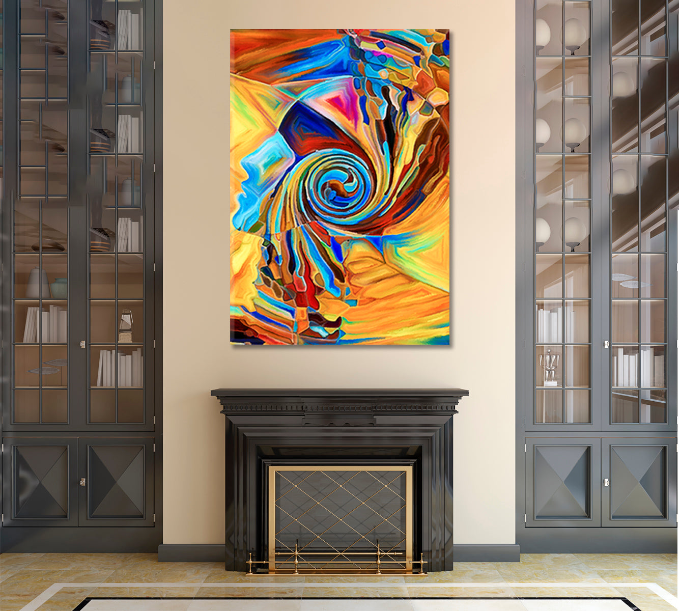 Fragments And Man World Abstract Design Vertical 1 panel Abstract Art Print Artesty