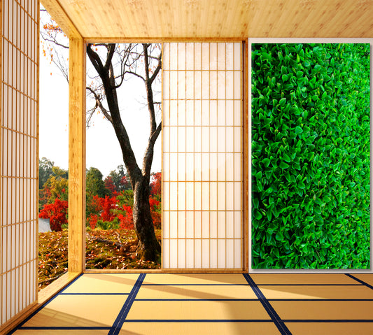 LIVE GREEN HOME Plant Leaf Abstract- Vertical 1 panel Floral & Botanical Split Art Artesty