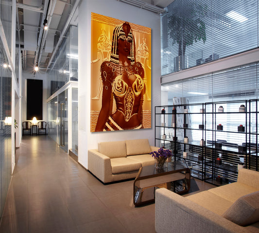 Egyptian Magic Woman Goddess African Ethnic Design Vertical 1 panel African Style Canvas Print Artesty 1 Panel 16"x24"