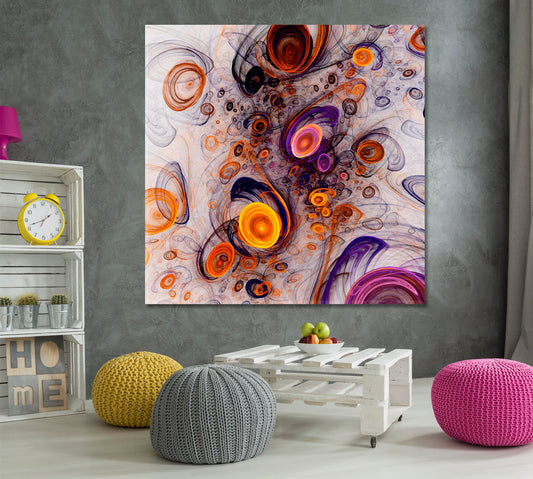 Abstract Fractal Colorful Pattern - Square Panel Abstract Art Print Artesty 1 Panel 12"x12"