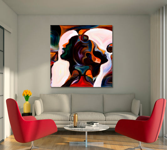MODERN ART Abstract Design Canvas Print | Square Panel Consciousness Art Artesty