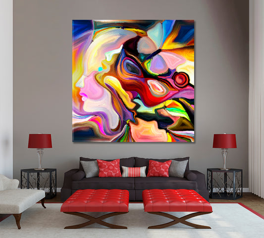 CONTEMPORARY STYLE Human and Abstract Organic Patterns - Square Panel Contemporary Art Artesty