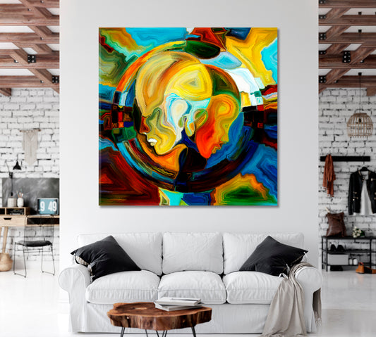 INNER AWARENESS World Inside Us - Square Panel Abstract Art Print Artesty