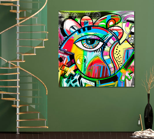 Modern Abstraction Doodle Bird - Square Panel Abstract Art Print Artesty 1 Panel 12"x12"