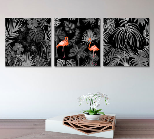 Tropical Jungle Palm Leaves Abstract Black And White Posters Set Tropical, Exotic Art Print Artesty