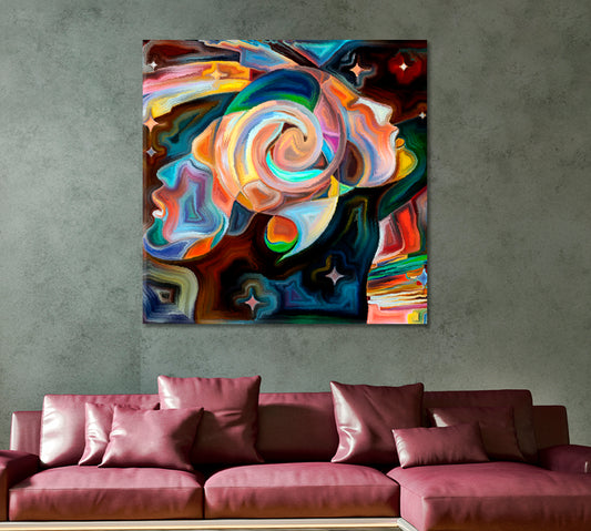 Two Sides Abstraction Square Panel Consciousness Art Artesty