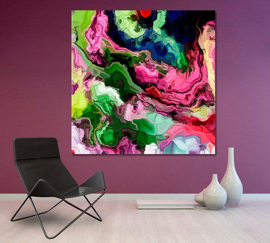 VIBRANT COLORS Expressionist Art - Square Panel Abstract Art Print Artesty 1 Panel 12"x12"