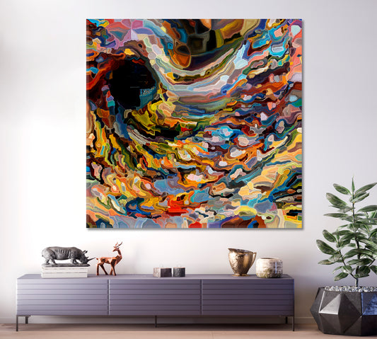 PAINTS VIRTUAL WHIRLPOOL Unique Abstract Art - Square Panel Abstract Art Print Artesty
