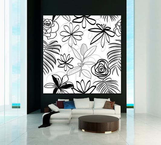 White And Black Abstract Flowers Black and White Wall Art Print Artesty