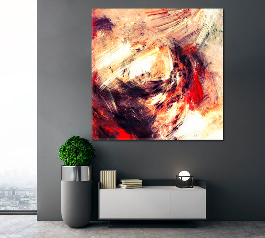 Bright Artistic Splashes Abstract Color Modern Futuristic Pattern Dynamic Fractal Artwork - Square Panel Contemporary Art Artesty 1 Panel 12"x12"