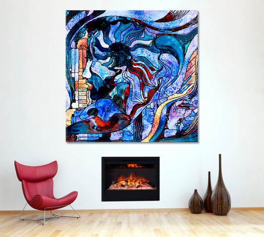 Spiritual Abstraction Stained Glass Pattern Square Panel Abstract Art Print Artesty