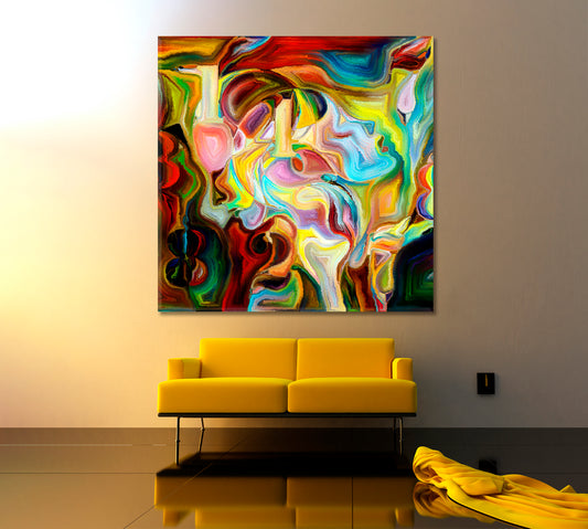 MULTIFACETED CONSCIOUSNESS Human and Numbers - Square Panel Contemporary Art Artesty 1 Panel 12"x12"