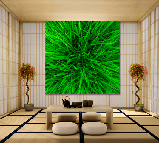 GREEN HOME Grass - Square Panel Floral & Botanical Split Art Artesty 1 Panel 12"x12"