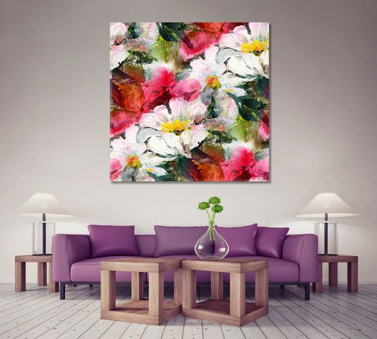 SPRING SOUL Beautiful Tender Romantic Bouquet Wildflowers - Square Panel Floral & Botanical Split Art Artesty