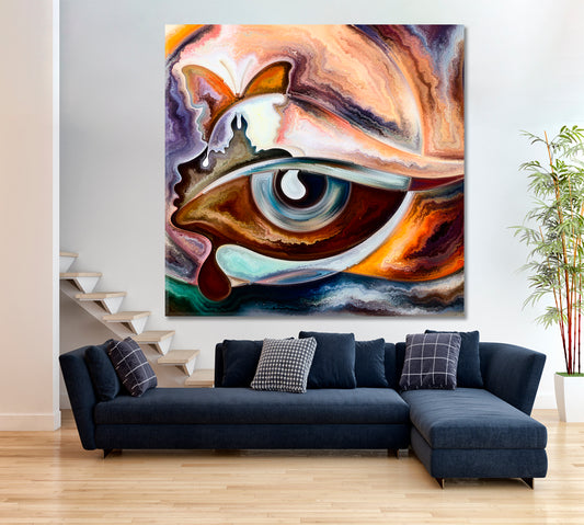 FLOWING CURVES Thoughts Vibrant Patterns - Square Panel Contemporary Art Artesty