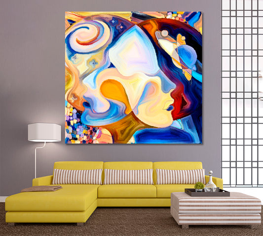 MALE AND FEMALE Abstract Multicolor Shapes - Square Panel Abstract Art Print Artesty