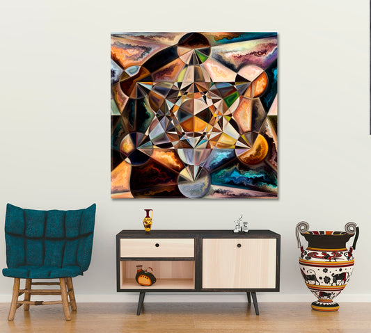 ABSTRACT GEOMETRIC FORMS Eye Catching Patterns - Square Panel Contemporary Art Artesty 1 Panel 12"x12"