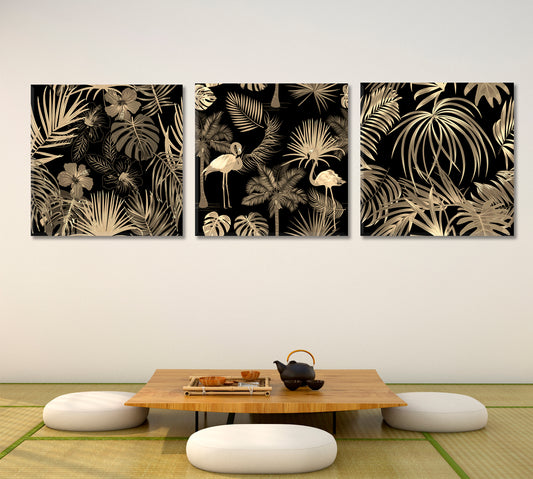 Tropical Jungle Palm Leaves Floral Abstract Posters Set Tropical, Exotic Art Print Artesty
