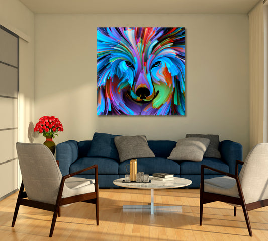 Shapes and Colors in the Animal World Square Panel Animals Canvas Print Artesty