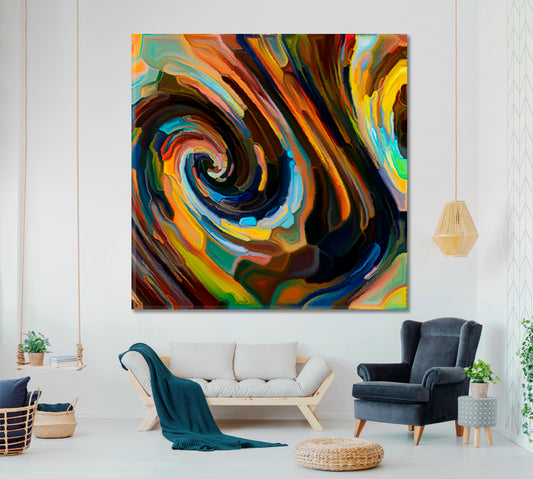 VORTEX INTERWEAVING FLOW Unique Abstract Art - Square Panel 1 Abstract Art Print Artesty