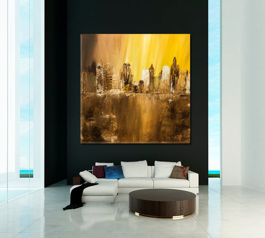 Abstract City Creative Modern Grunge Contemporary | Square Panel Cities Wall Art Artesty