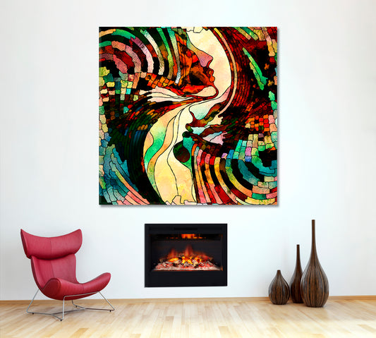 COLORS VARIETY Stained Glass Patterns - Square Panel Contemporary Art Artesty 1 Panel 12"x12"