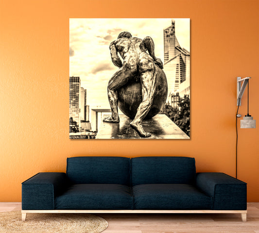 PARIS City of Lovers Fashion Science and Arts Sepia Vintage Effect - Square Panel Famous Landmarks Artwork Print Artesty 1 Panel 12"x12"