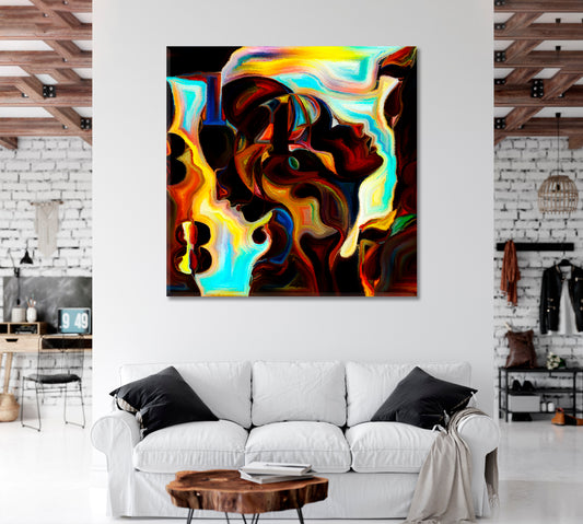 MODERN Abstract Forms Shapes Unique Design Wall Art Trendy Canvas Print | Square Panel Contemporary Art Artesty