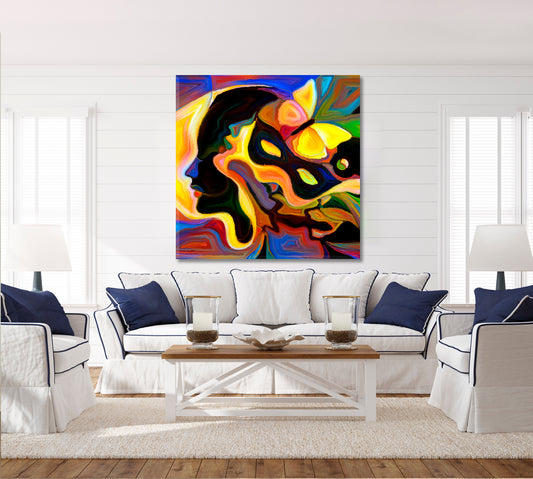 MULTIFACETED CONSCIOUSNESS People Live Paints - Square Panel Contemporary Art Artesty 1 Panel 12"x12"