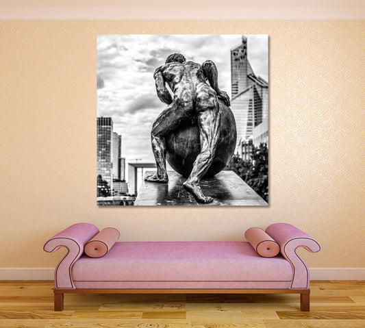 Paris City of Lovers Fashion Science and Arts - Square Panel B&W Famous Landmarks Artwork Print Artesty