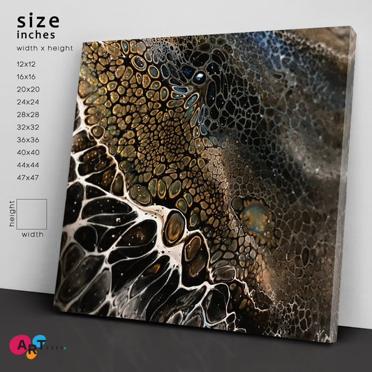 Brown Tones Acrylic Pouring Abstract Marbled Pattern Artwork Fluid Art, Oriental Marbling Canvas Print Artesty