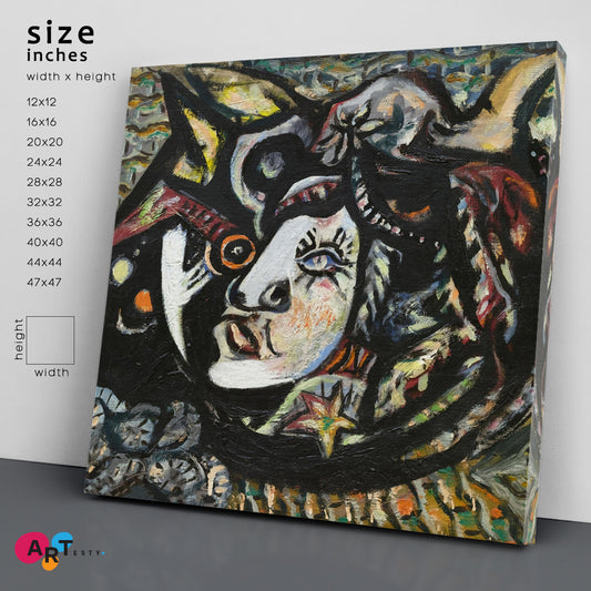 MASK Pollock Style Abstract Modern Contemporary Art Artesty 1 Panel 12"x12"