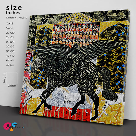 Defiant Pegasus Inspired Boho Pattern Figurative Abstract Collage Contemporary Art Artesty