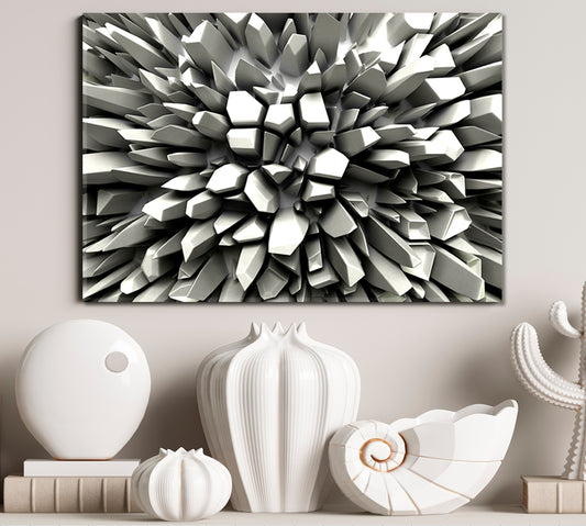 Abstract Three-dimension Crystallized Rays 3D Effect Shapes Poster Abstract Art Print Artesty