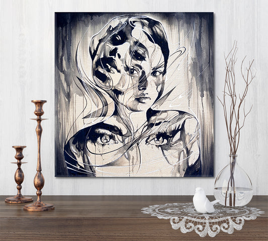 Lost Within My Own Self, Painting Within A Painting Abstract Art Print Artesty