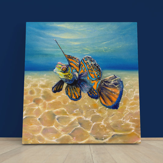 SEA LIFE Mandarin Fish Underwater Landscape - Square Panel Nautical, Sea Life Pattern Art Artesty 1 Panel 12"x12"
