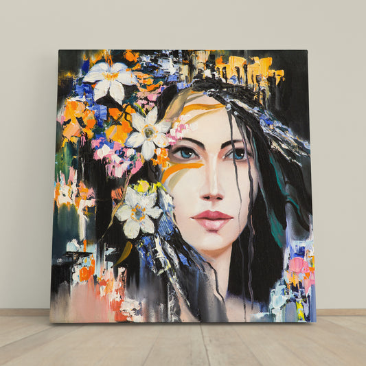 FANTASY Beautiful Woman Contemporary Art - Square Panel People Portrait Wall Hangings Artesty 1 Panel 12"x12"