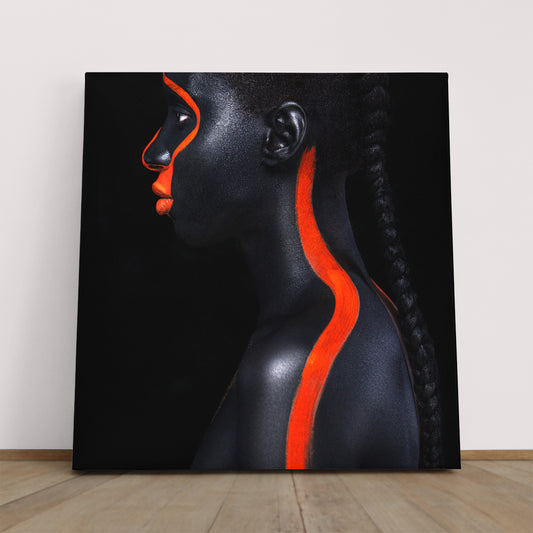 SPACE ALIEN Beautiful African Girl With Red Black Body Paint Art Photo Art Artesty
