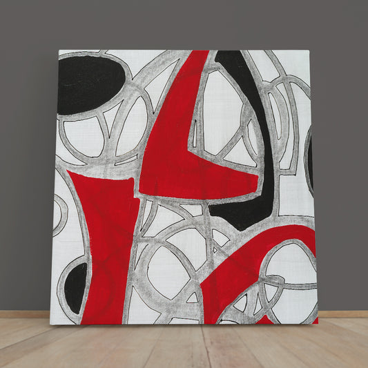 Black Red White Abstract Geometric Modern Minimalism Abstract Art Print Artesty