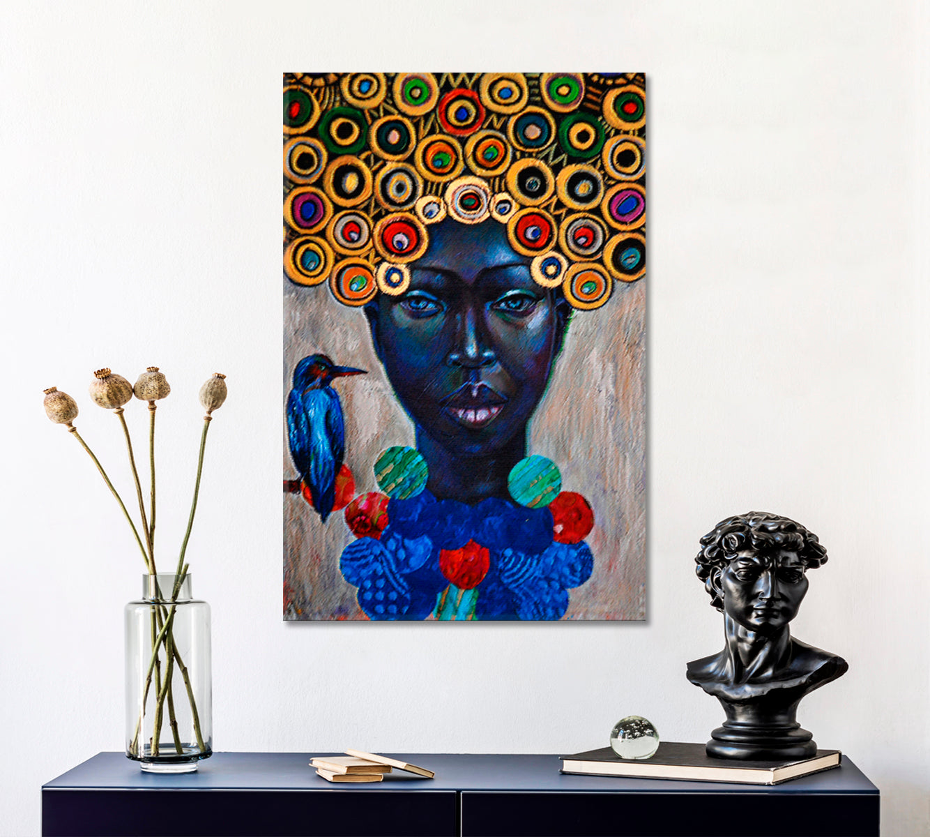 FINE ART African Look Beautiful Woman Canvas Print - Vertical African Style Canvas Print Artesty