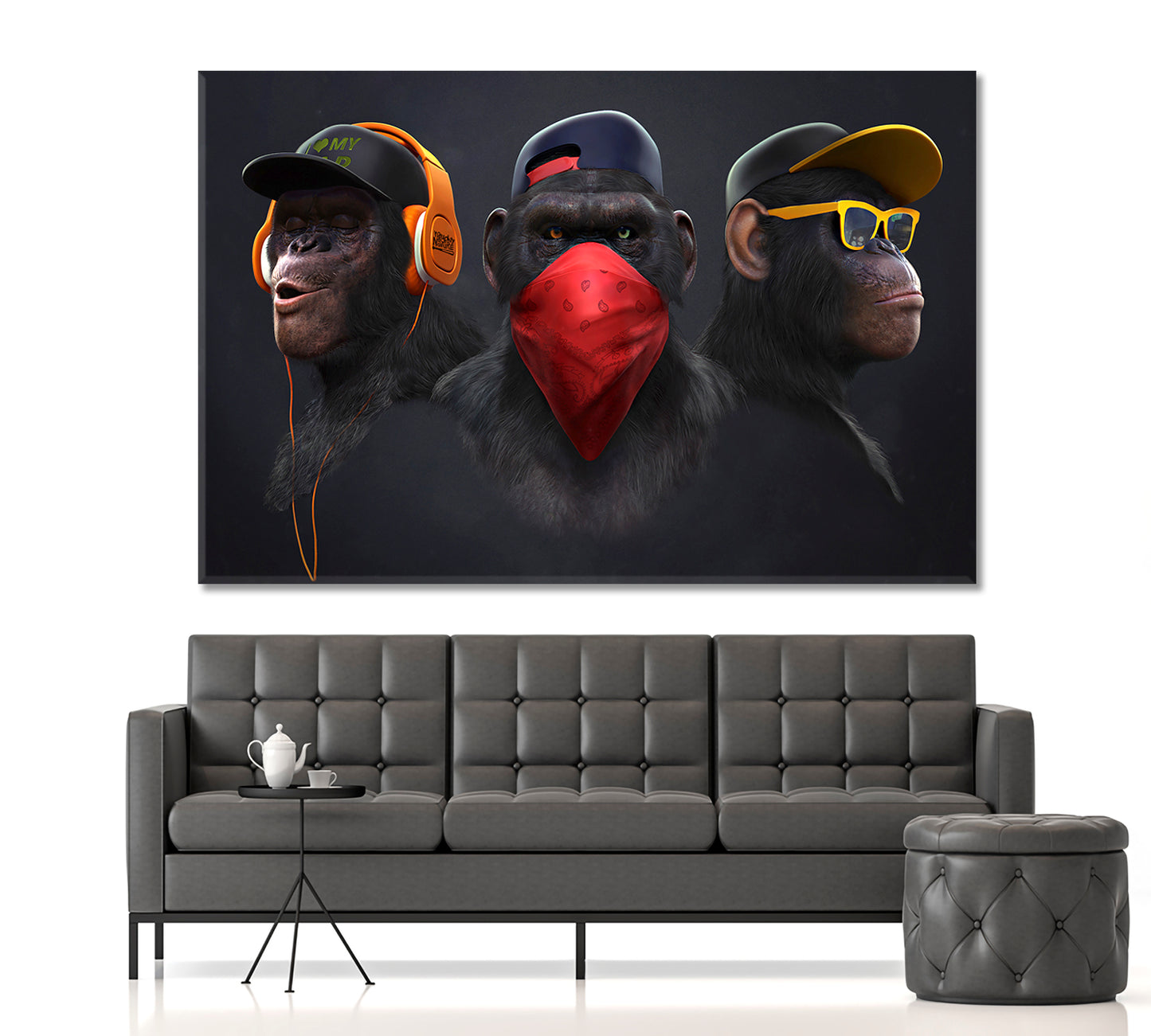 Three Wise Monkeys See No Evil Hear No Evil Speaks no Evil Animals Canvas Print Artesty